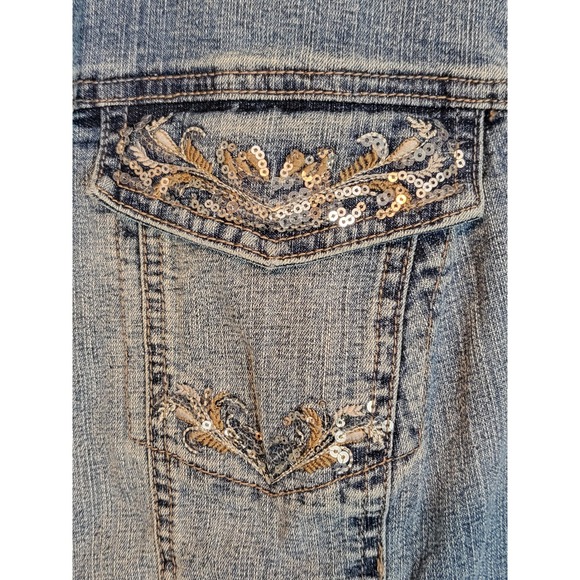 Dressbarn Denim Jacket Women's 2X Blue Sequin Embellished Jean Coat Cottagecore - Picture 7 of 10